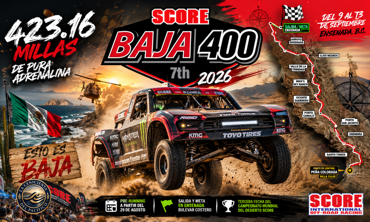 Baja 400 2026 ruta oficial de 423.16 millas con salida y meta en Ensenada