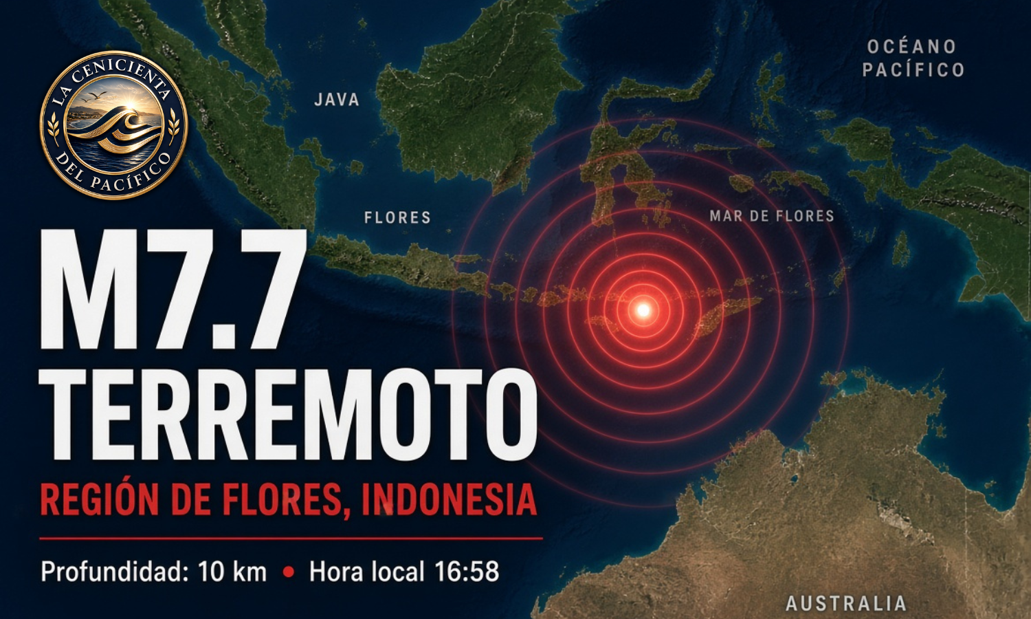 Fuerte sismo en indonesia de Magnitud 7.7.
